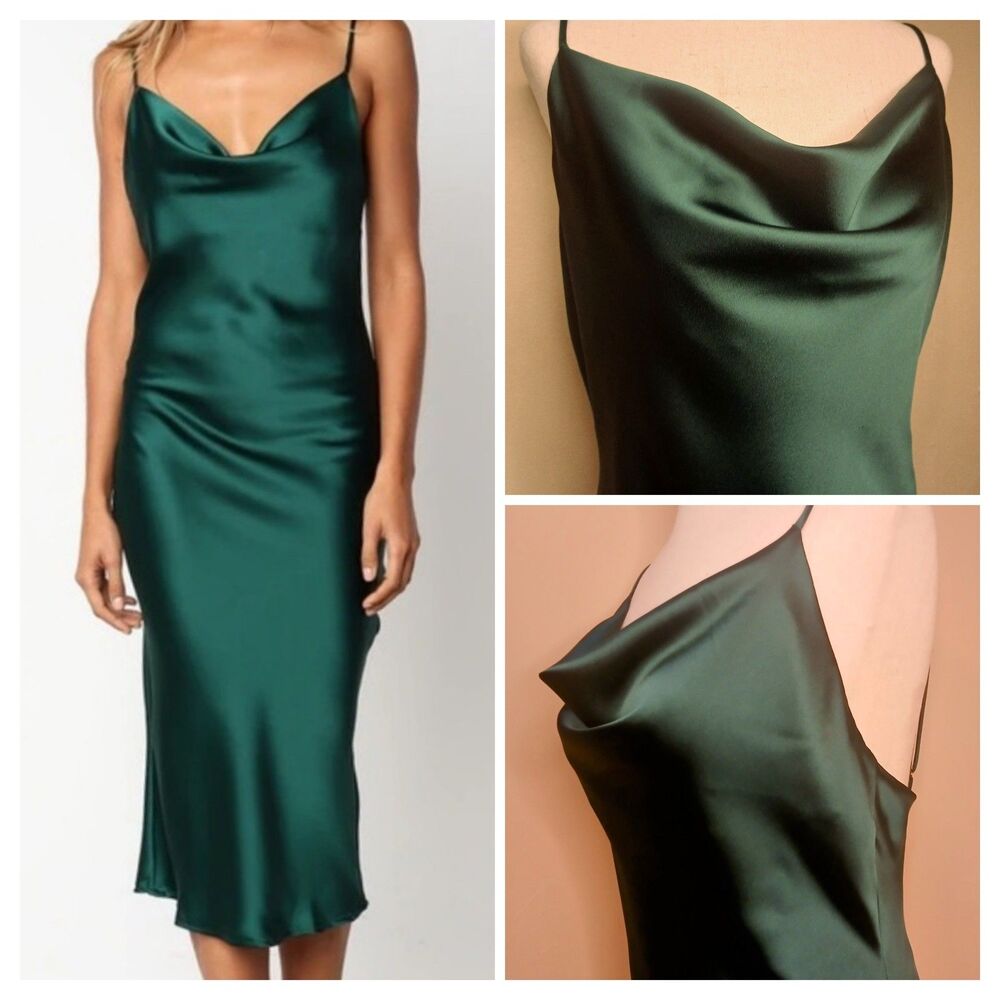 Petal & Pup Dress Sz 4 Green Persia Satin Sheath Spaghetti Straps Date Night New